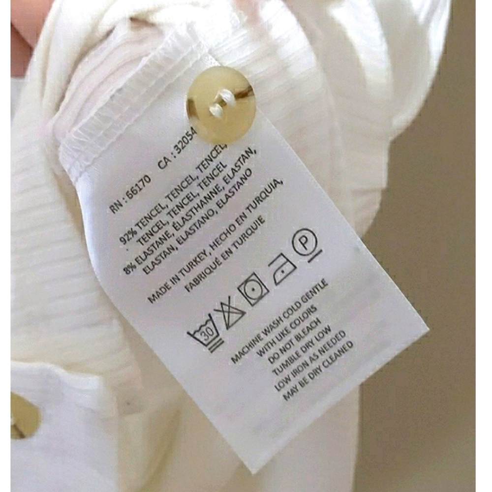 Maeve-Anthro White Ribbed Button Up Top XS - Picture 8 of 9